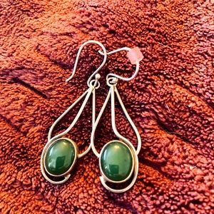 Sterling Silver and Jade Drop Earrings
